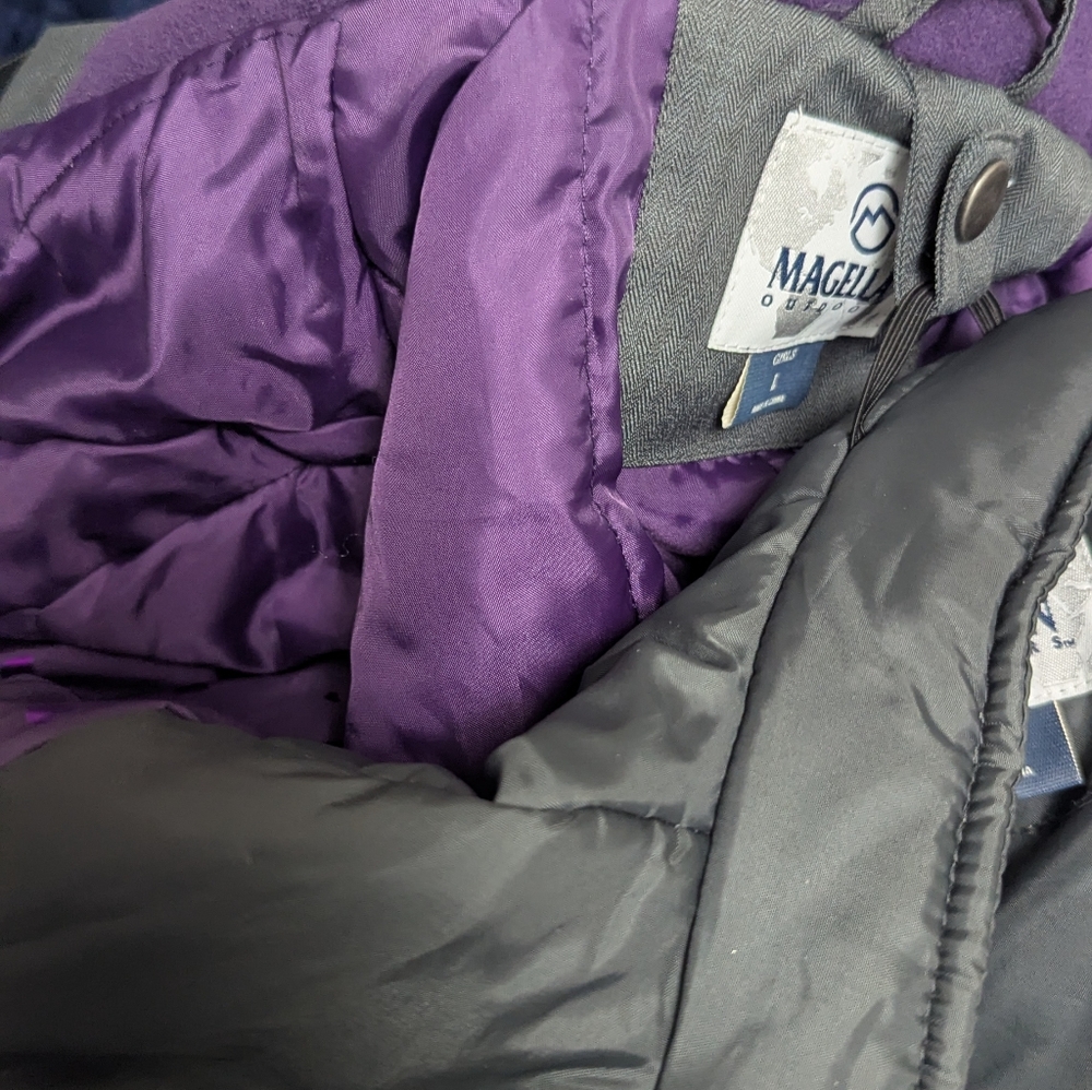 Magellan Outdoors 2 layer Purple Hooded Coat Girls Size Large - Picture 9 of 10